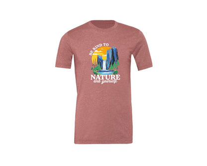 brand:Generic|color:Heather Mauve|Be Kind To Nature And Yourself Graphic T-Shirt