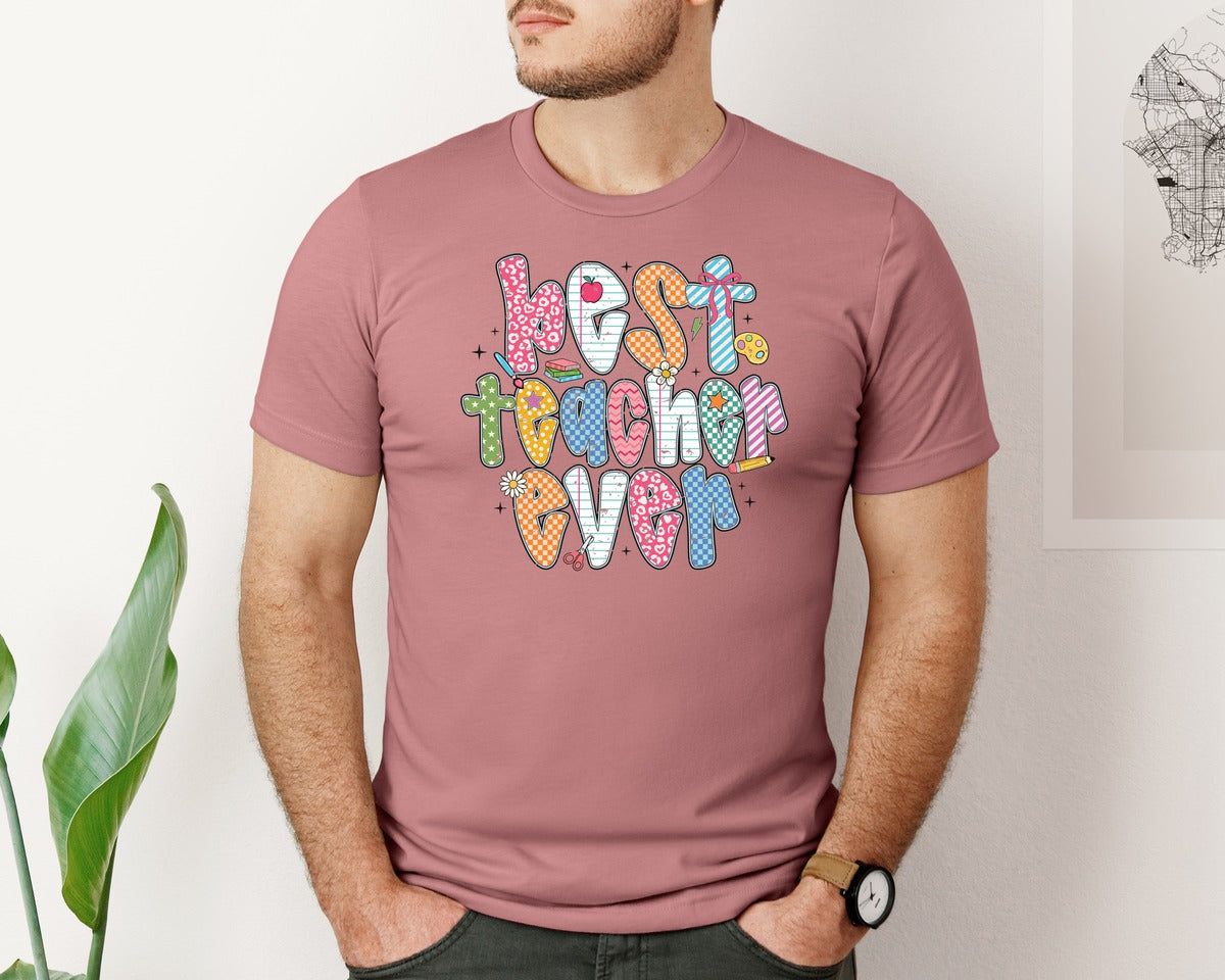 brand:Bella Canvas|color:Heather Mauve|Preppy Teacher Back To School Coquette Graphic T-Shirt