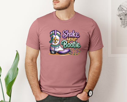 brand:Bella Canvas|color:Heather Mauve|Shake Your Bootie Mardi Gras 2 Graphic T-Shirt