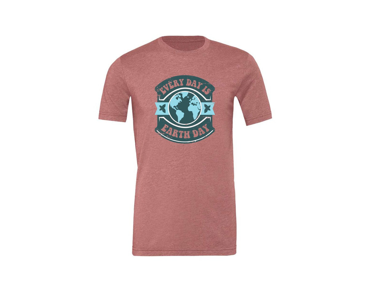 brand:Generic|color:Heather Mauve|Everyday Is Earth Day Graphic T-Shirt