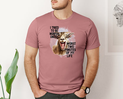 brand:Bella Canvas|color:Heather Mauve|Funny Laughing Normal Saasy Goat Quote Graphic T-Shirt