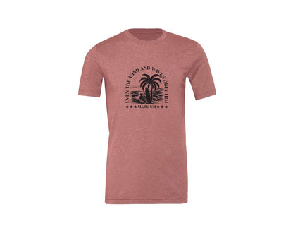 brand:Generic|color:Heather Mauve|Wind And Waves Obey Him Mark 441 Graphic T-Shirt