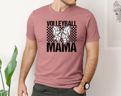 brand:Bella Canvas|color:Heather Mauve|Coquette Volleyball Mama Graphic T-Shirt
