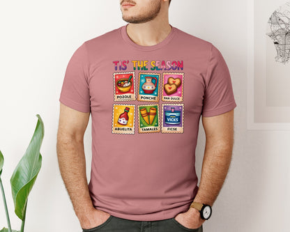 brand:Bella Canvas|color:Heather Mauve|Funny Mexican Christmas Graphic T-Shirt