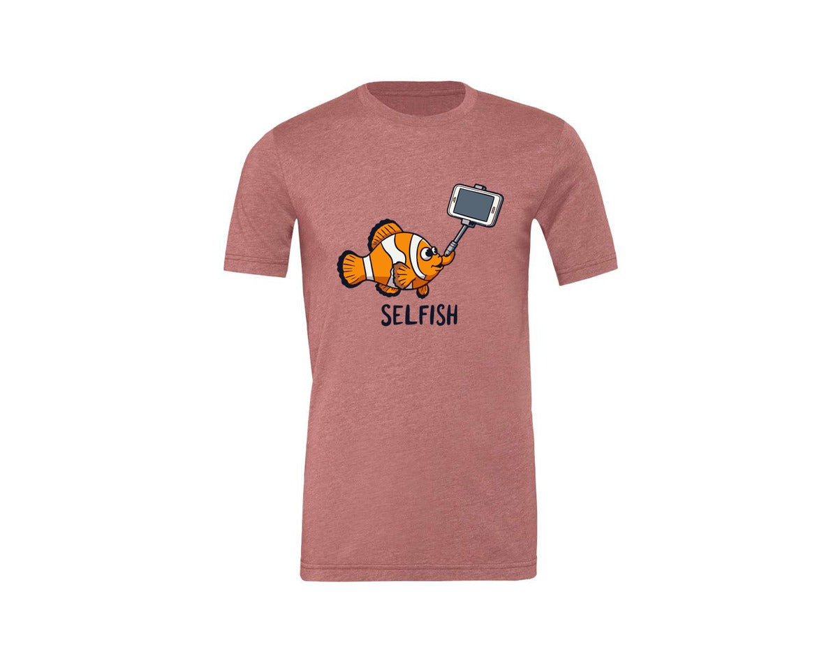 brand:Generic|color:Heather Mauve|Selfish Clownfish Funny Fish Design Graphic T-Shirt