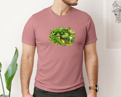 brand:Bella Canvas|color:Heather Mauve|St Patricks Day Rex Shamrock Graphic T-Shirt
