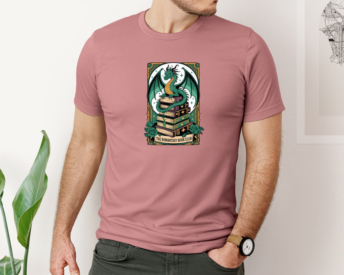 brand:Bella Canvas|color:Heather Mauve|The Romantasy Book Club Dragon Lover 4 Graphic T-Shirt