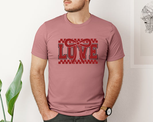 Love Valentines Retro Checked Valen Graphic T-Shirt
