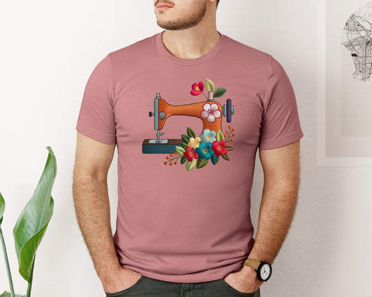 Floral Sewing Machine Embroidery 6 Graphic T-Shirt