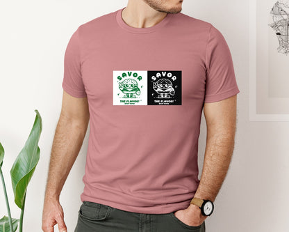 brand:Bella Canvas|color:Heather Mauve|Savor The Flavor Retro Burger Graphic T-Shirt