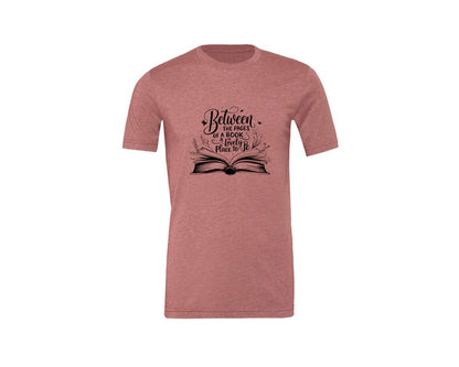 brand:Generic|color:Heather Mauve|Between The Pages Of A Book Is A Lovely 24 Graphic T-Shirt