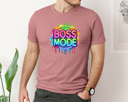 brand:Bella Canvas|color:Heather Mauve|Colorful Boss Mode Business Owner Graphic T-Shirt