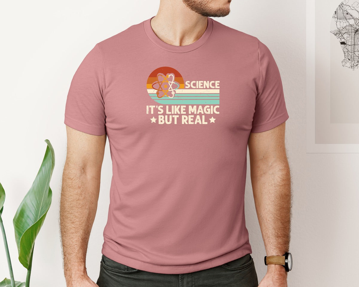 brand:Bella Canvas|color:Heather Mauve|Science Its Like Magic But Real T Shirt 2 Graphic T-Shirt