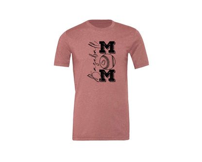 brand:Generic|color:Heather Mauve|Baseball Mama 16 Graphic T-Shirt