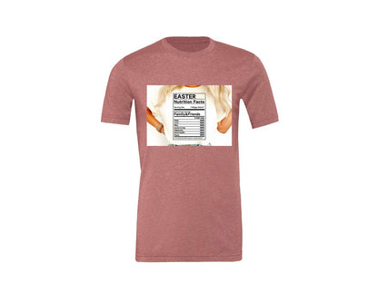 brand:Generic|color:Heather Mauve|Easter Nutrition Facts Easter 2 Graphic T-Shirt