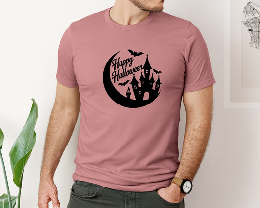 Happy Halloween Haunted House Graphic T-Shirt