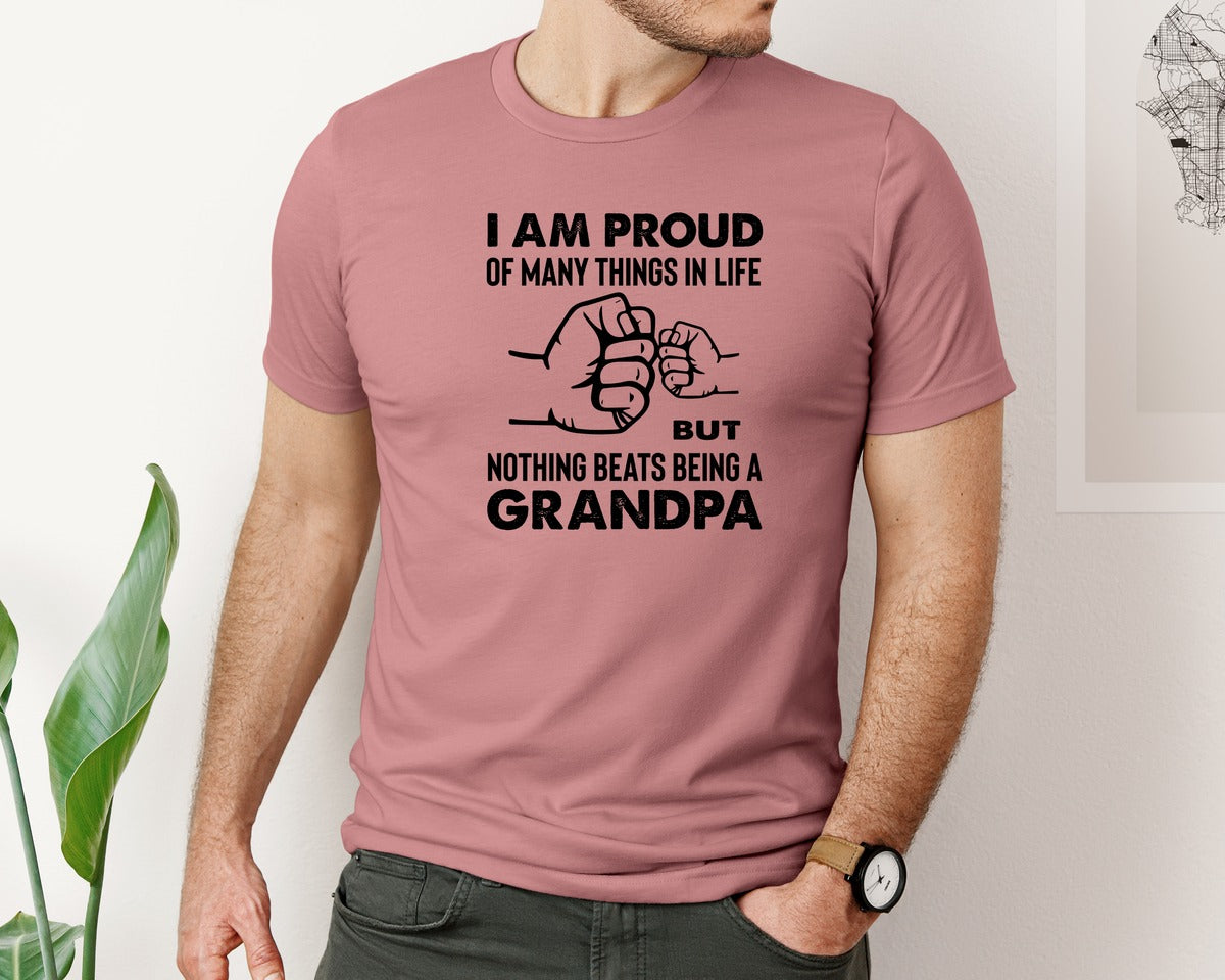 brand:Bella Canvas|color:Heather Mauve|I Am Proud Grandpa Fathers Day Graphic T-Shirt
