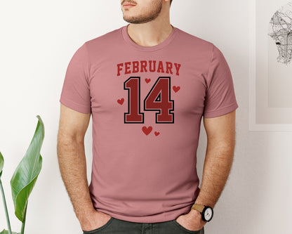 brand:Bella Canvas|color:Heather Mauve|Distressed Retro February 14 Love Graphic T-Shirt