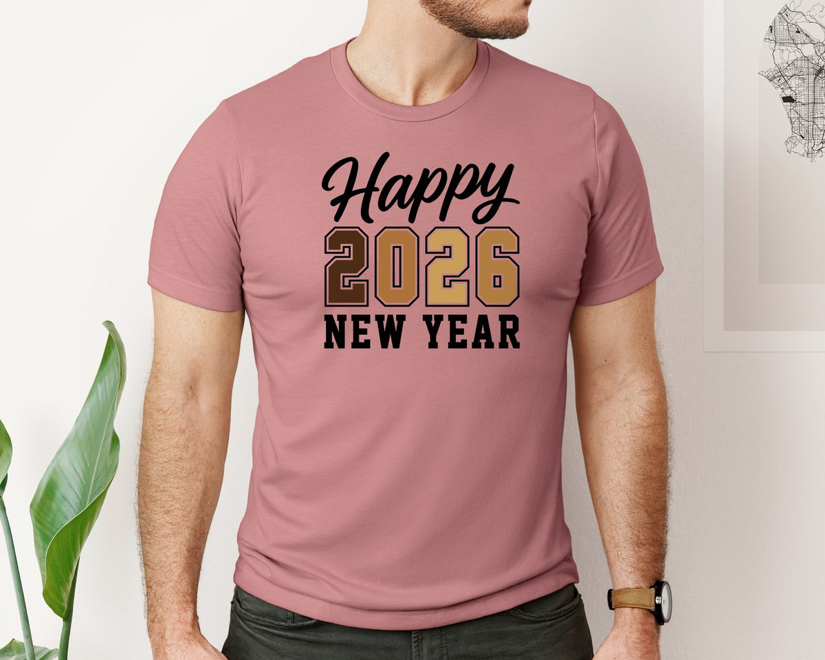 brand:Bella Canvas|color:Heather Mauve|Happy New Year 2026 New Year 3 Graphic T-Shirt