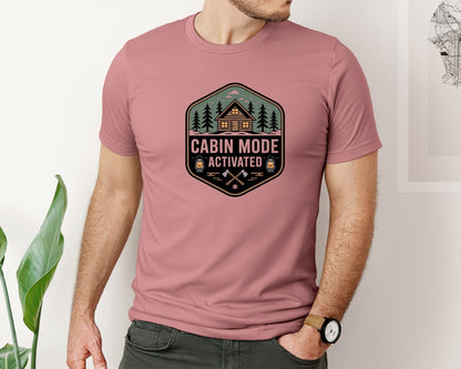 brand:Bella Canvas|color:Heather Mauve|Cabin Mode Activated Adventure Graphic T-Shirt