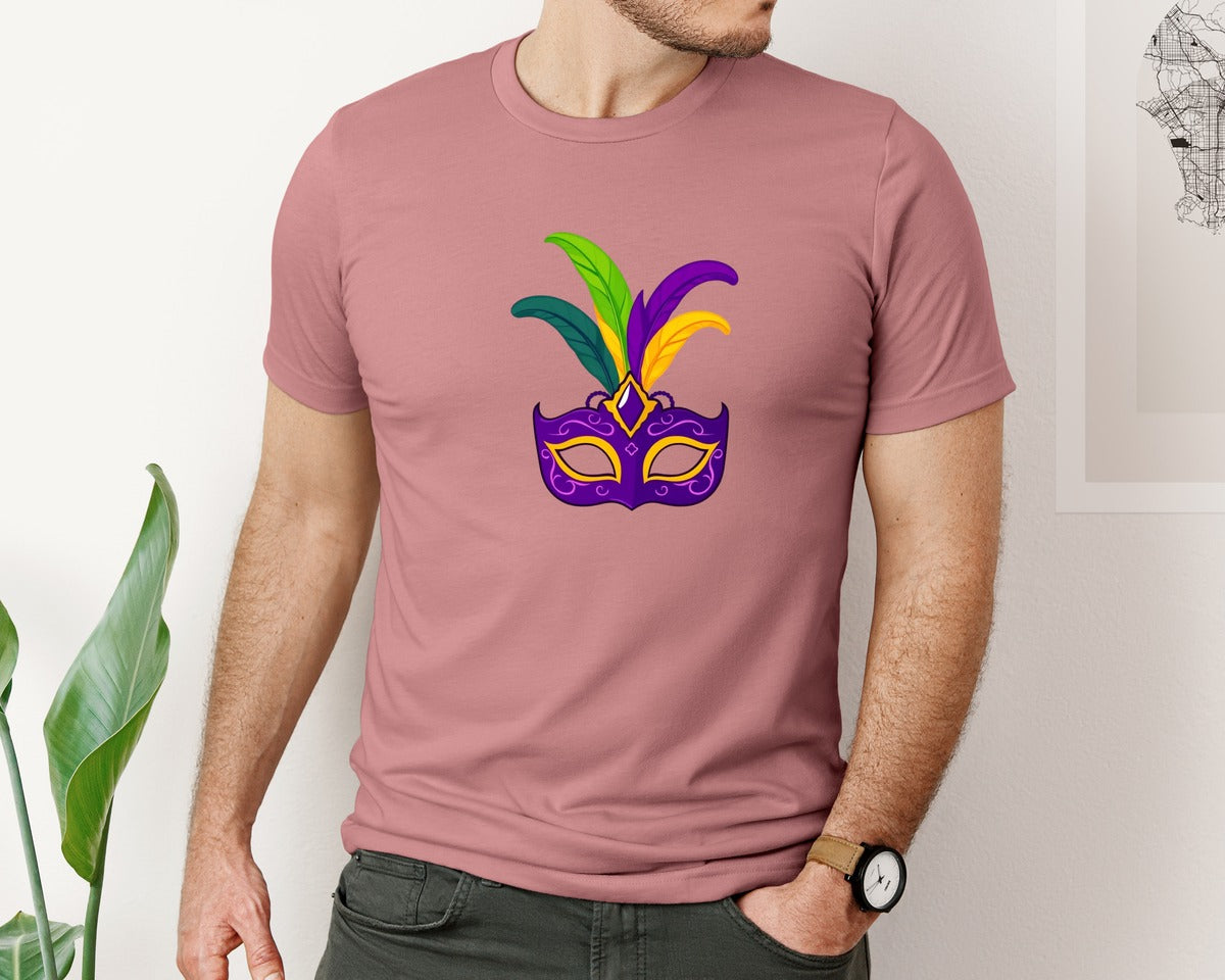 brand:Bella Canvas|color:Heather Mauve|Mardi Gras Mask T Shirt Design 4 Graphic T-Shirt