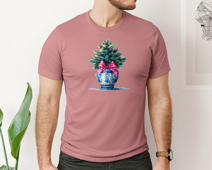 brand:Bella Canvas|color:Heather Mauve|Preppy Christmas Tree Graphic 9 Graphic T-Shirt