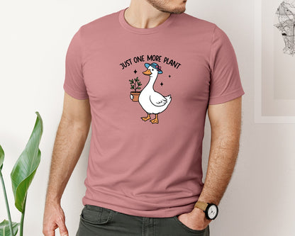brand:Bella Canvas|color:Heather Mauve|Just One More Plant Funny Goose Graphic T-Shirt