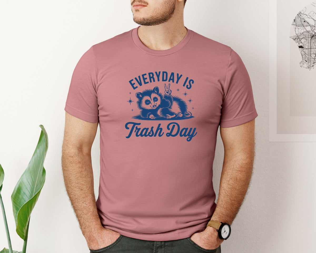 brand:Bella Canvas|color:Heather Mauve|Everyday Is Trash Day Design Graphic T-Shirt