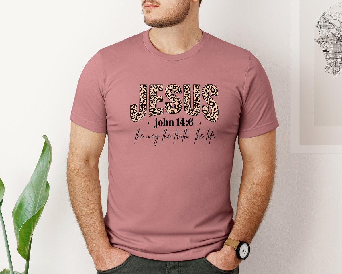 brand:Bella Canvas|color:Heather Mauve|Jesus The Way The Truth The Life 8 Graphic T-Shirt