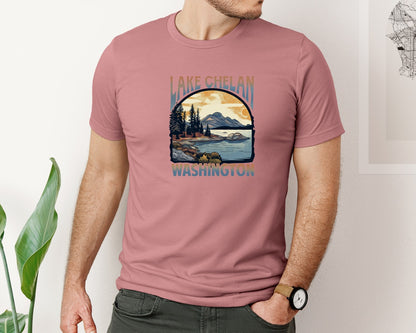 brand:Bella Canvas|color:Heather Mauve|Lakes Of The Usa T Shirt Design Graphic T-Shirt
