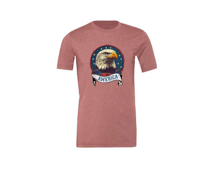 brand:Generic|color:Heather Mauve|4Th Of July Patriotic America Graphic T-Shirt