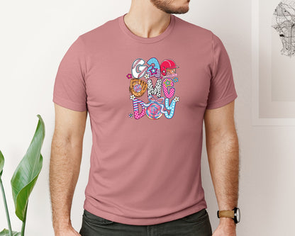 brand:Bella Canvas|color:Heather Mauve|Game Day 3 Graphic T-Shirt