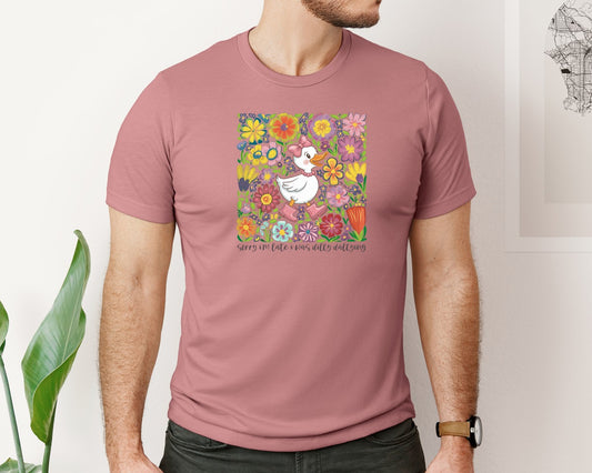 Funny Mama Goose Boho Floral Graphic T-Shirt