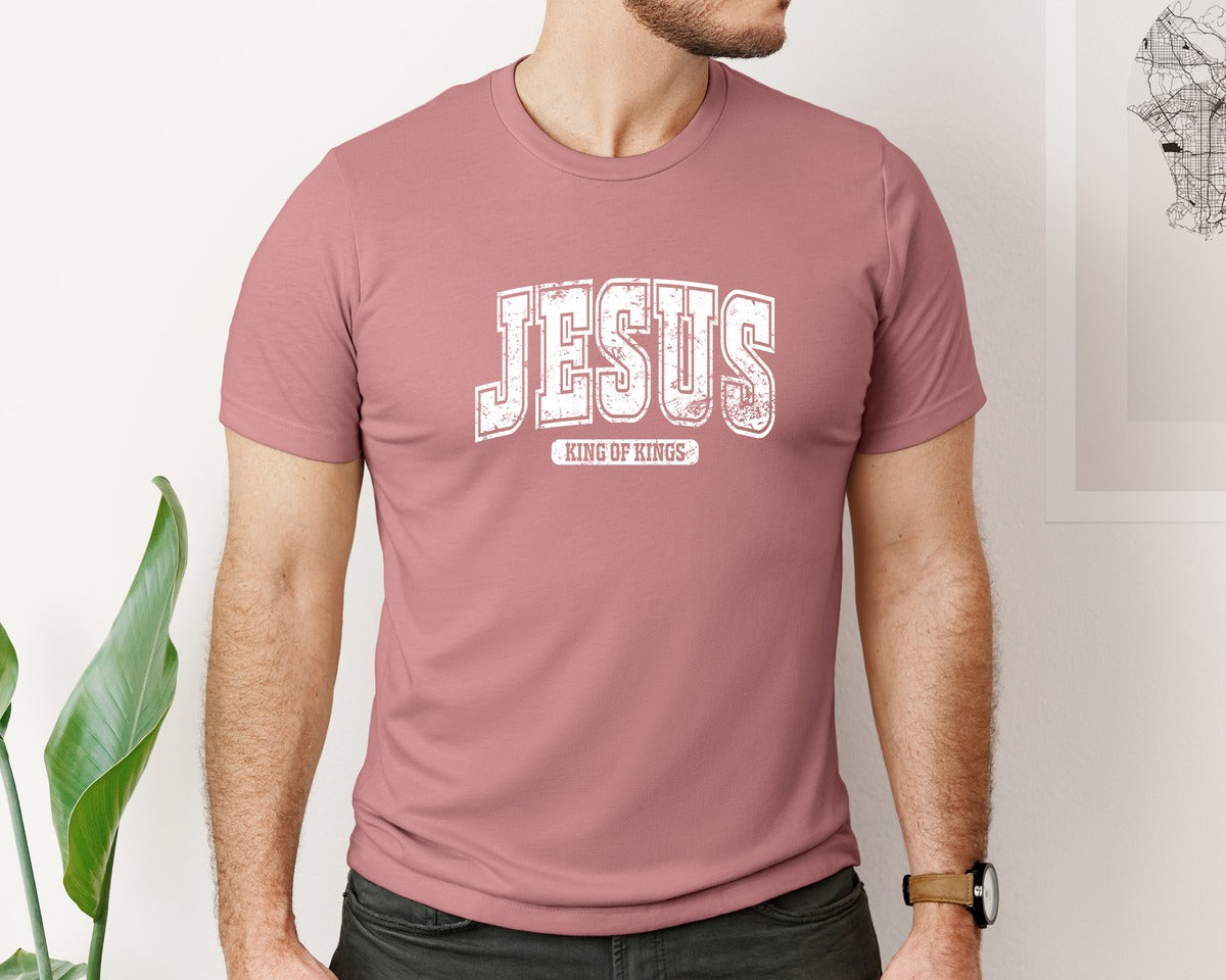brand:Bella Canvas|color:Heather Mauve|Jesus King Of Kings Christian S Graphic T-Shirt