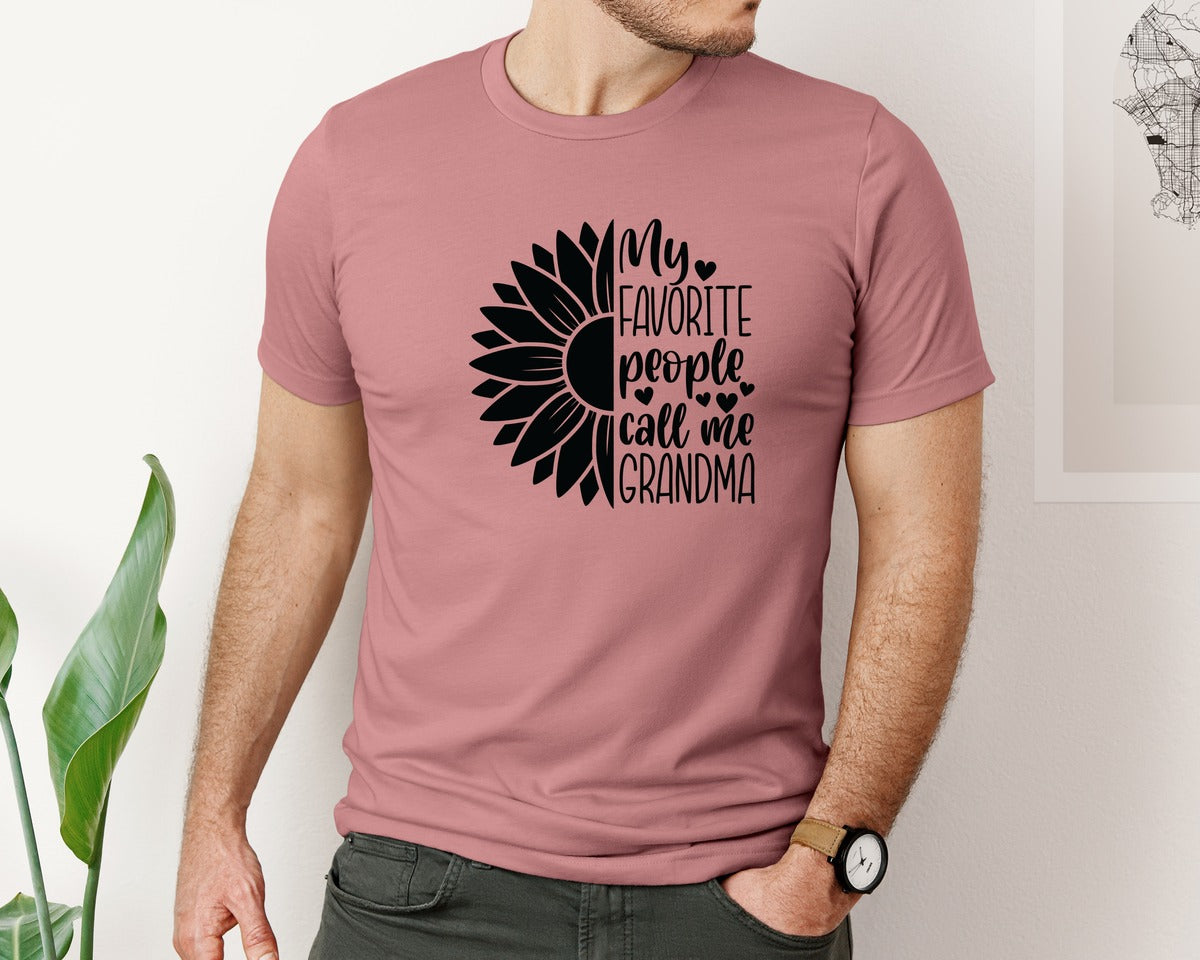 brand:Bella Canvas|color:Heather Mauve|Grandma Sunflower Grandma Graphic T-Shirt