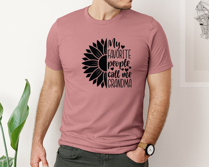 brand:Bella Canvas|color:Heather Mauve|Grandma Sunflower Grandma Graphic T-Shirt
