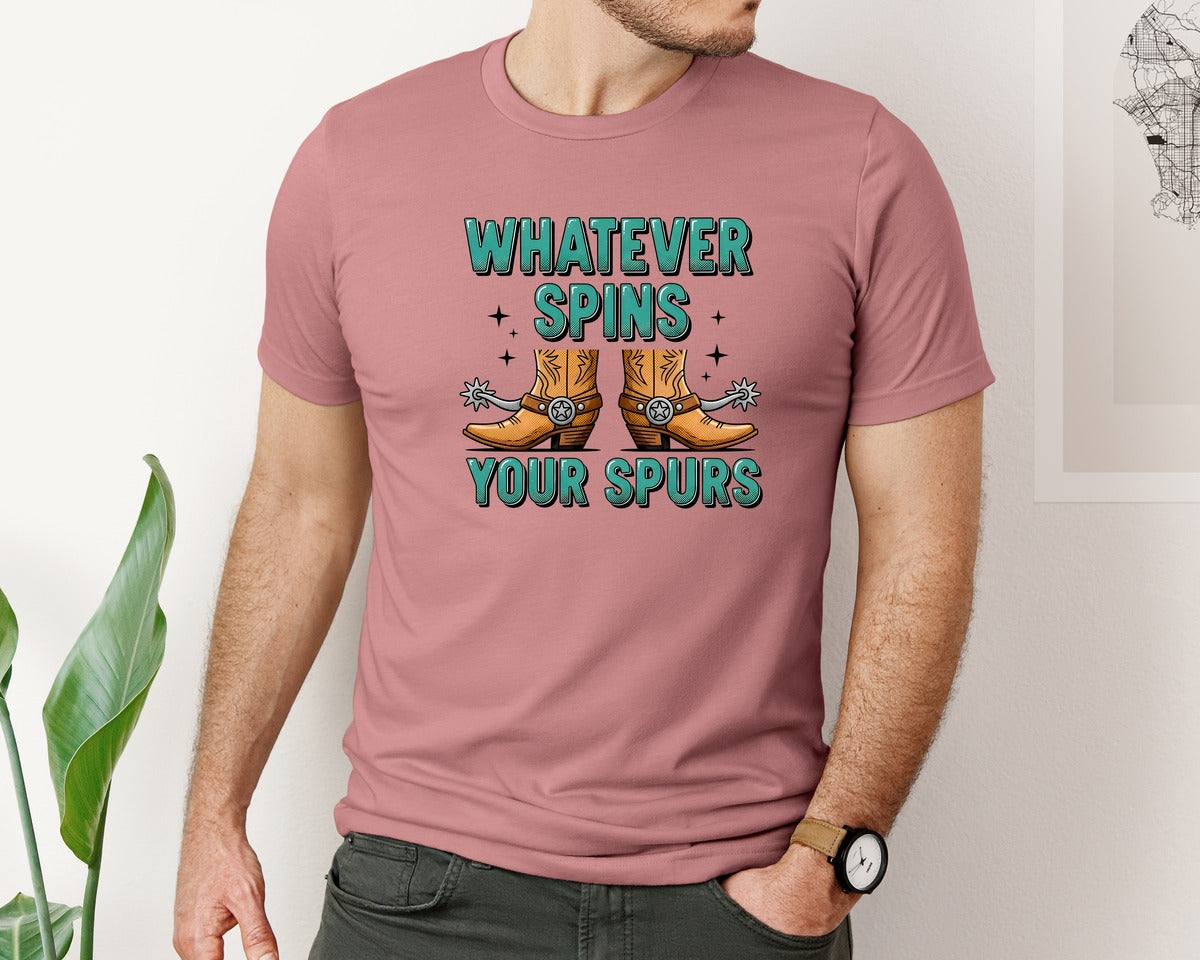 brand:Bella Canvas|color:Heather Mauve|Whatever Spins Your Spurs Graphic T-Shirt