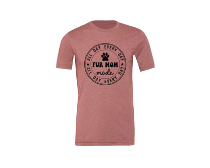 brand:Generic|color:Heather Mauve|Fur Mom Funny Dog Mom Shirt Graphic T-Shirt