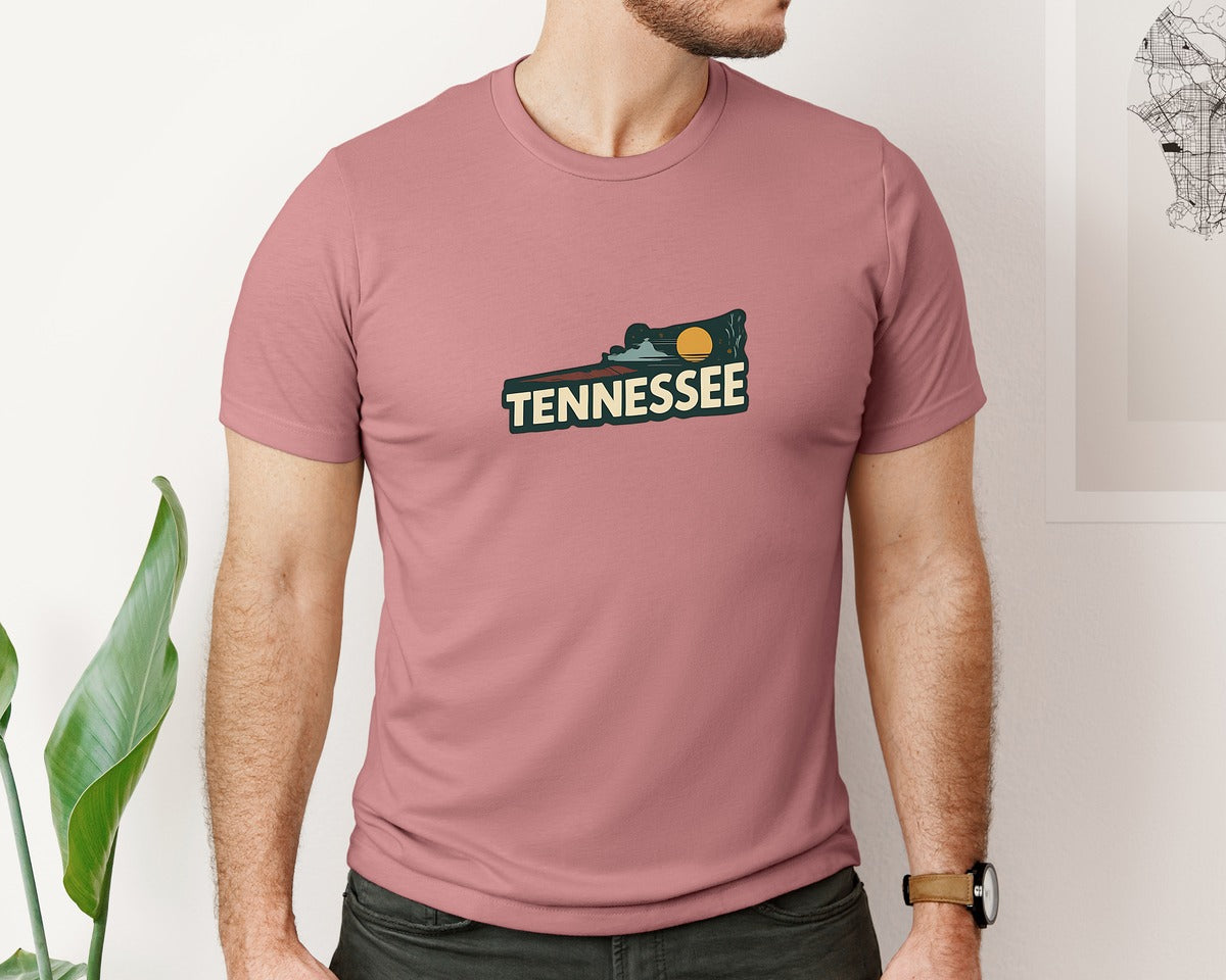 brand:Bella Canvas|color:Heather Mauve|Tennessee State Map 2 Graphic T-Shirt