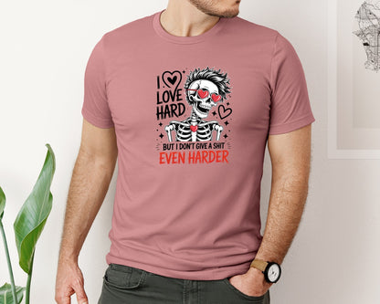 brand:Bella Canvas|color:Heather Mauve|Skeleton Valentines Day Sassy Graphic T-Shirt