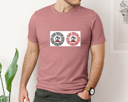 brand:Bella Canvas|color:Heather Mauve|Coffee Enjoy Your Day Circle Art Graphic T-Shirt