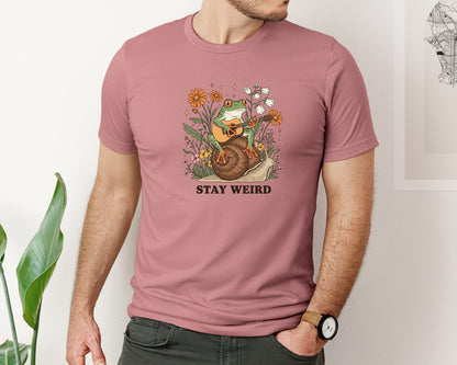 brand:Bella Canvas|color:Heather Mauve|Stay Weird Witchy Halloween Gothic Frog 2 Graphic T-Shirt