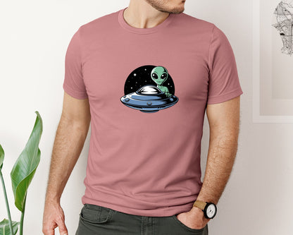 brand:Bella Canvas|color:Heather Mauve|Retro Vintage Ufo Alien T Shirt Design 4 Graphic T-Shirt