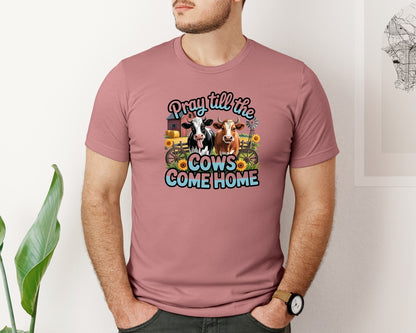 brand:Bella Canvas|color:Heather Mauve|Pray Till The Cows Come Home 2 Graphic T-Shirt
