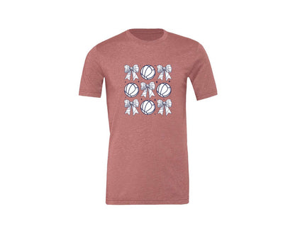brand:Generic|color:Heather Mauve|Volleyball Bow Volleyball Mama Graphic T-Shirt
