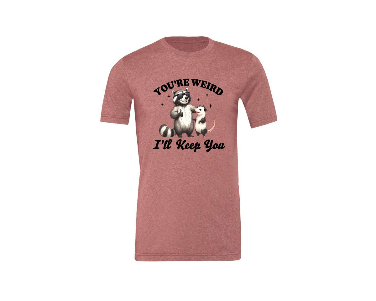 brand:Generic|color:Heather Mauve|Sarcastic Funny Raccoon Possum Weird Graphic T-Shirt