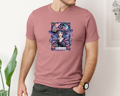 brand:Bella Canvas|color:Heather Mauve|The Witch Mystical Gothic Graphic T-Shirt