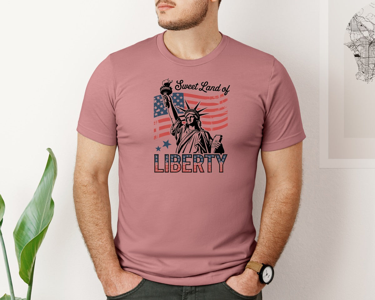 brand:Bella Canvas|color:Heather Mauve|4Th Of July Independence Day Graphic T-Shirt