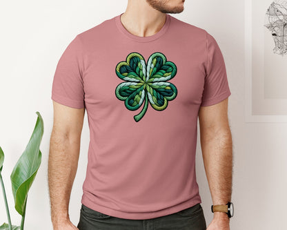 brand:Bella Canvas|color:Heather Mauve|Faux Sequin Shamrock Patricks Day Graphic T-Shirt