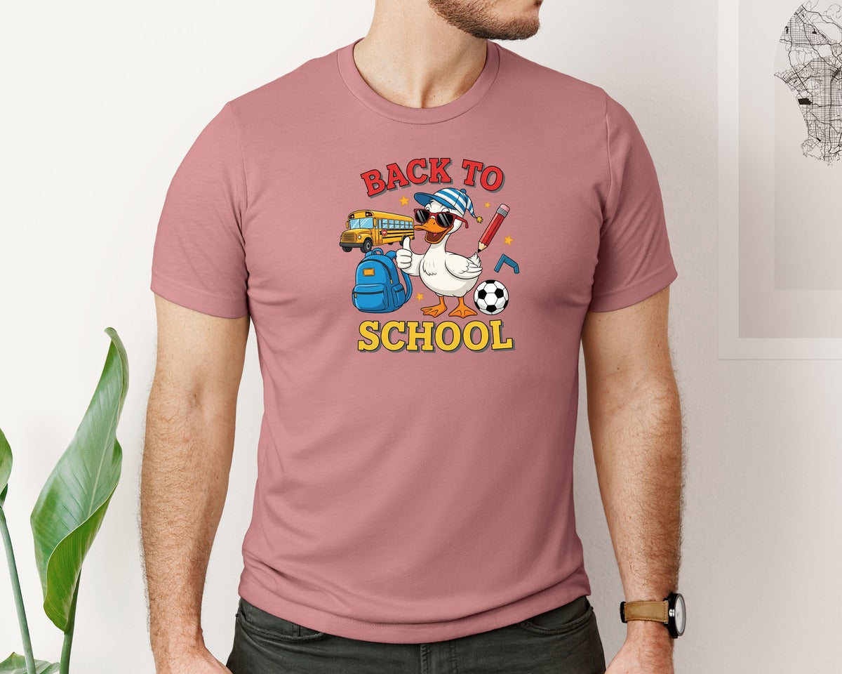 brand:Bella Canvas|color:Heather Mauve|Back To School School Goose 4 Graphic T-Shirt